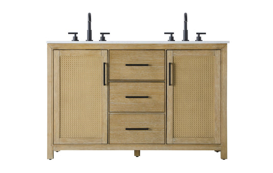 54 Inch Double Bathroom Vanity In Linen Oak VF29554DLO