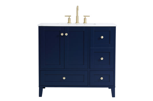 36 inch Single Bathroom Vanity in Blue VF18036BL