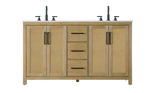 60 Inch Double Bathroom Vanity In Linen Oak VF29560DLO