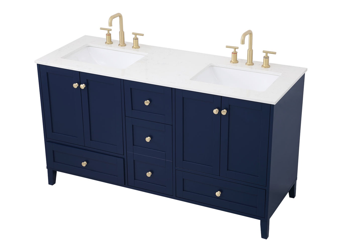 60 inch Double Bathroom Vanity in Blue VF18060DBL