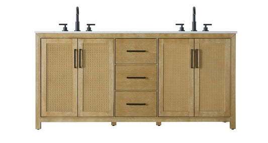 72 Inch Double Bathroom Vanity In Linen Oak VF29572DLO