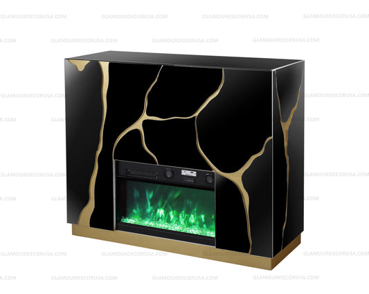 Black Mirror LED Fireplace - GD-71