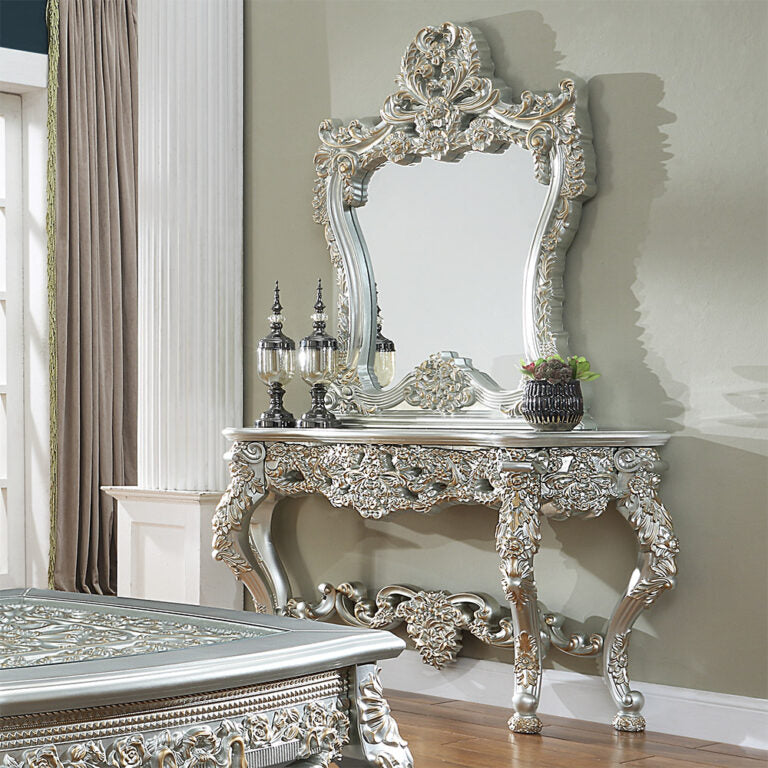 9905 S – SILVER CONSOLE TABLE