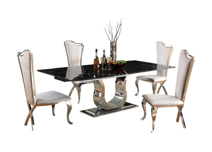 NADIA-5PC-WHT Dining Set with Marble Top