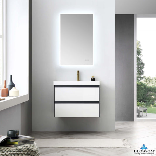 Berlin – 30 Inch Vanity with Sink – Glossy White & Glossy Grey