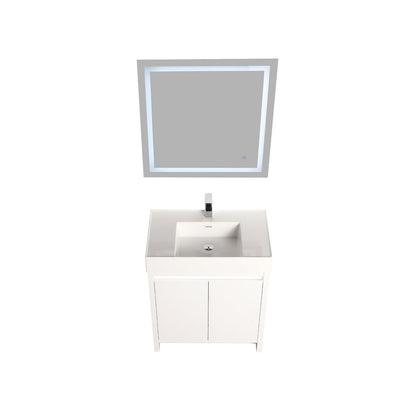 Capri 30″ Glossy White Vanity （Dual LED Illuminated）