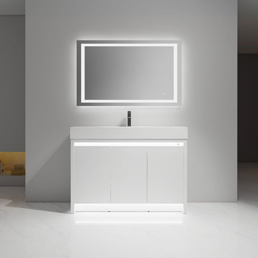 Capri 48″ Glossy White  Vanity （Dual LED Illuminated）