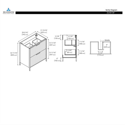 Metal Grey Zurich 24″ Vanity with Ceramic Top-Mount Basin