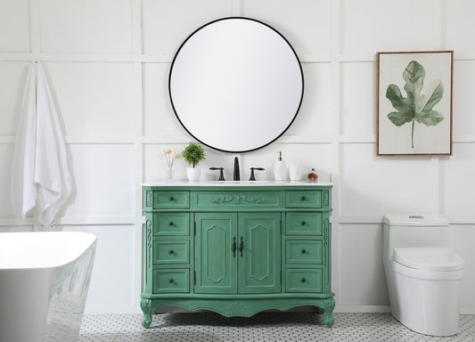 48 inch Single Bathroom vanity in vintage mint with ivory white engineered marble