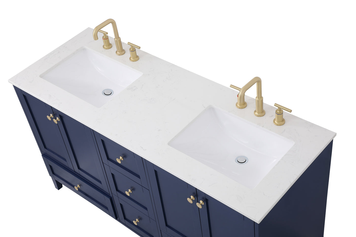 60 inch Double Bathroom Vanity in Blue VF18060DBL