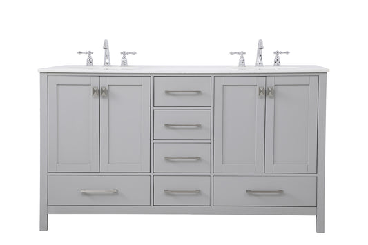 60 inch Double Bathroom Vanity in Gray VF18860DGR