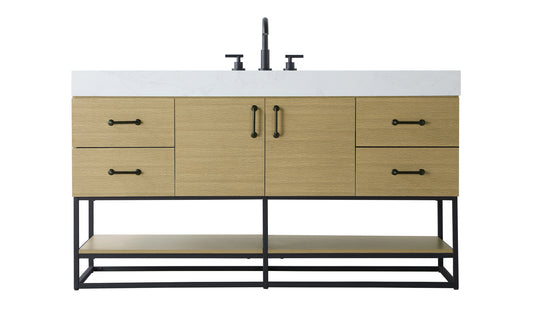 60 inch Single Bathroom Vanity in Honey Brown VF29260MHB