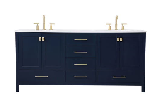 72 inch Double Bathroom Vanity in Blue VF18872DBL