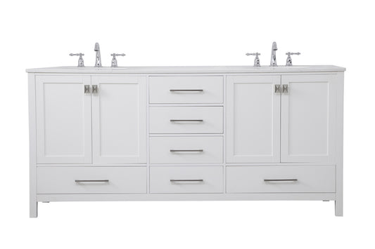 72 inch Double Bathroom Vanity in White VF18872DWH