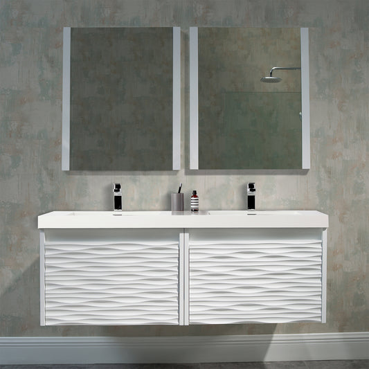 Paris 60 Inch Glossy White Vanity