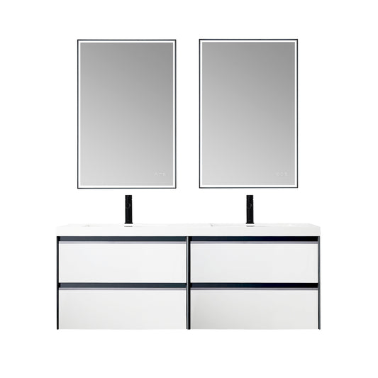 Berlin – 60 Inch Vanity with Sink – Glossy White & Glossy Grey